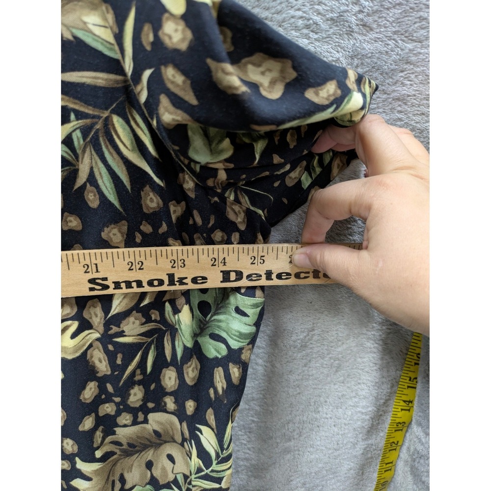 Tropical Leaf Print Button Down Shirt Womens 2X Botanical Vintage 90s Safari - Picture 4 of 7